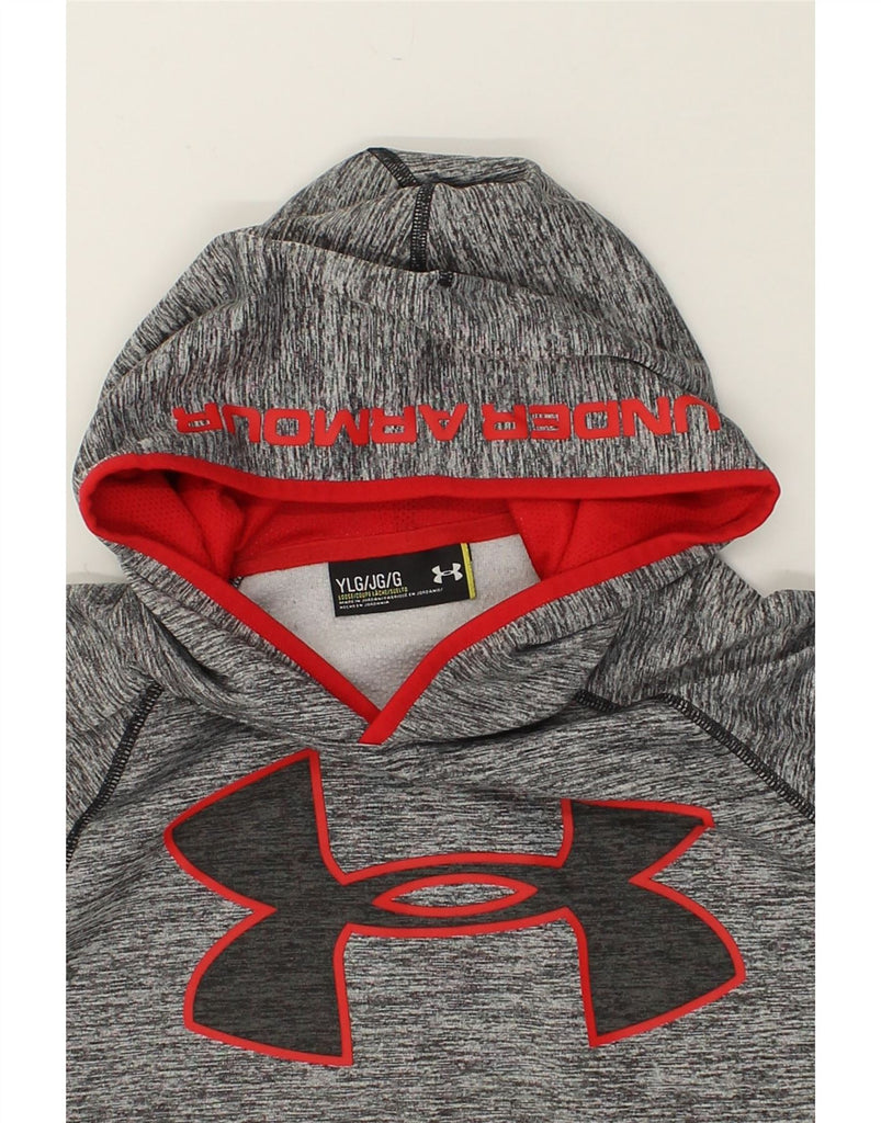 UNDER ARMOUR Boys Graphic Hoodie Jumper 14-15 Years Large Grey Polyester | Vintage Under Armour | Thrift | Second-Hand Under Armour | Used Clothing | Messina Hembry 