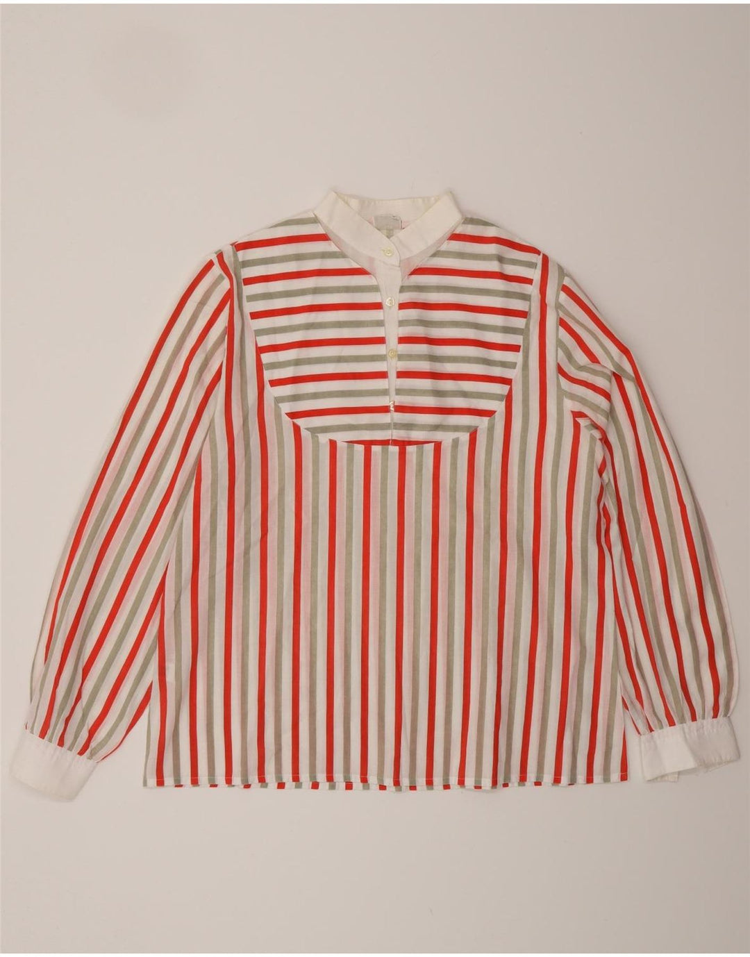 VINTAGE Womens Pullover Shirt UK 16 Large Multicoloured Striped Polyester