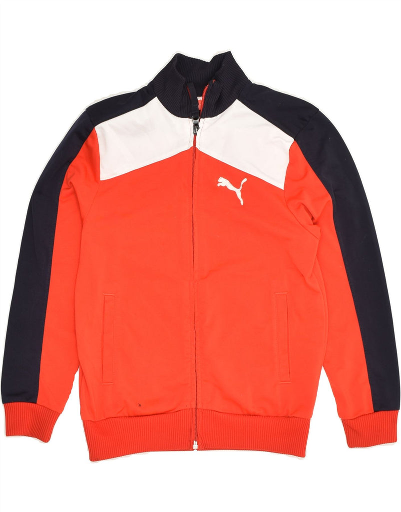 PUMA Boys Tracksuit Top Jacket 9-10 Years Red Colourblock Polyester | Vintage Puma | Thrift | Second-Hand Puma | Used Clothing | Messina Hembry 