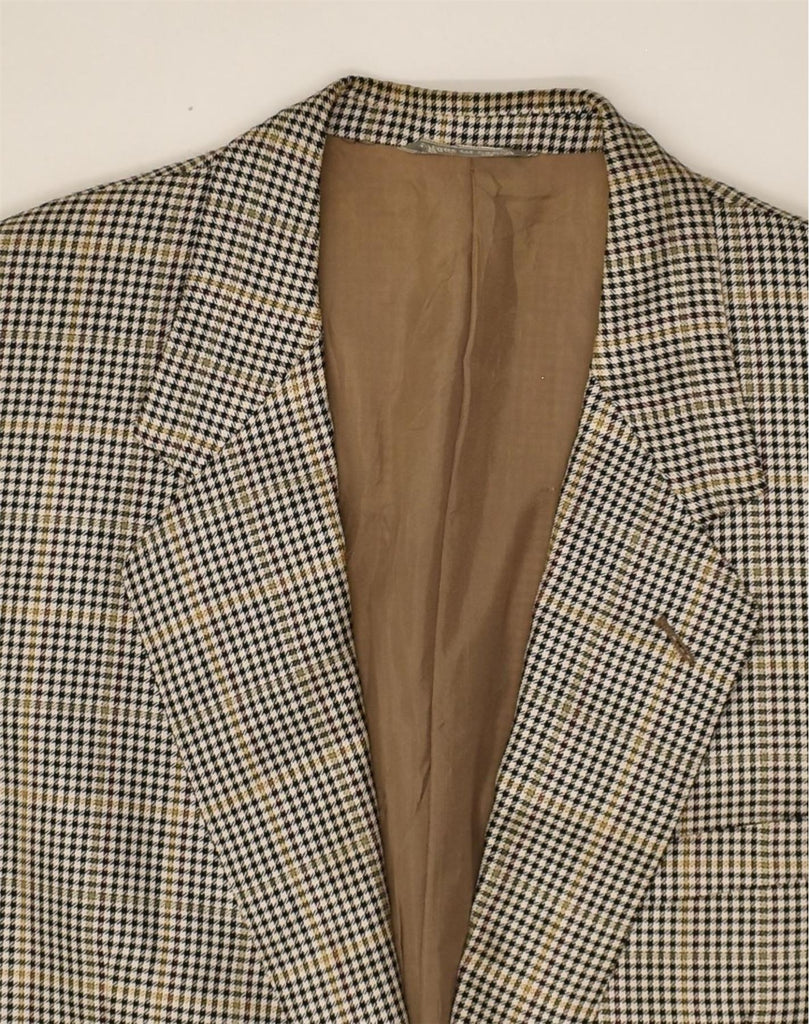 GIANFRANCO FERRE Mens 2 Button Blazer Jacket IT 54 2XL Grey Houndstooth | Vintage Gianfranco Ferre | Thrift | Second-Hand Gianfranco Ferre | Used Clothing | Messina Hembry 