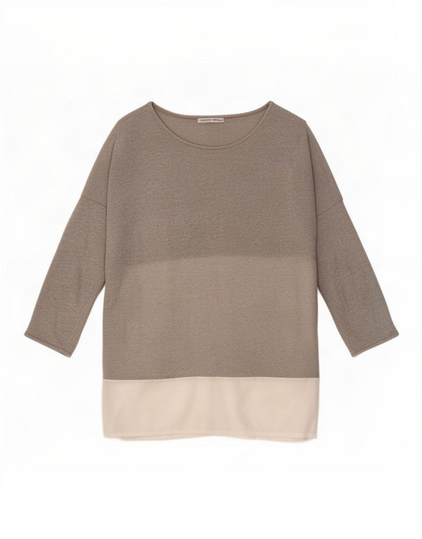 Zara Womens 3/4 Sleeve Oversized Tunic Top UK 14 Medium Grey Colourblock