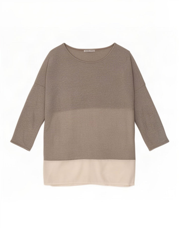 Zara Womens 3/4 Sleeve Oversized Tunic Top UK 14 Medium Grey Colourblock
