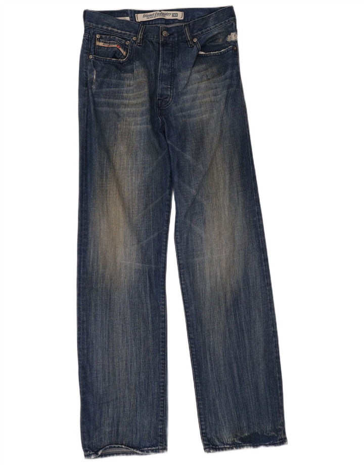 Diesel Mens Straight Jeans W32 L34 Blue Cotton
