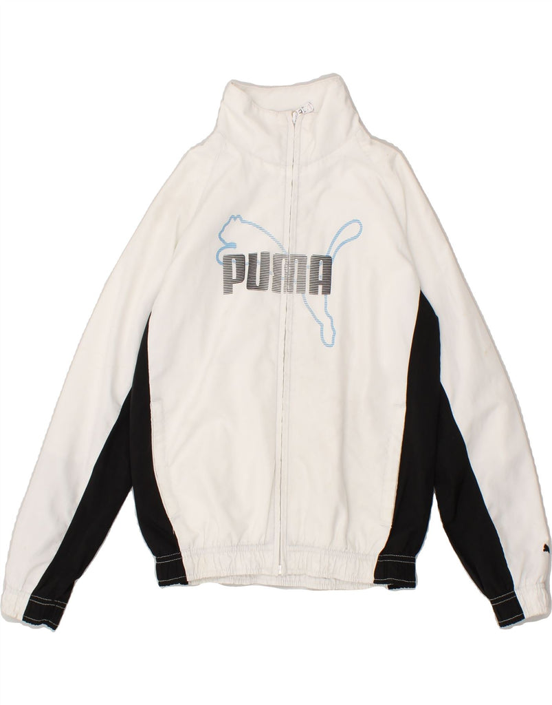 PUMA Boys Graphic Tracksuit Top Jacket 9-10 Years Medium  White | Vintage Puma | Thrift | Second-Hand Puma | Used Clothing | Messina Hembry 