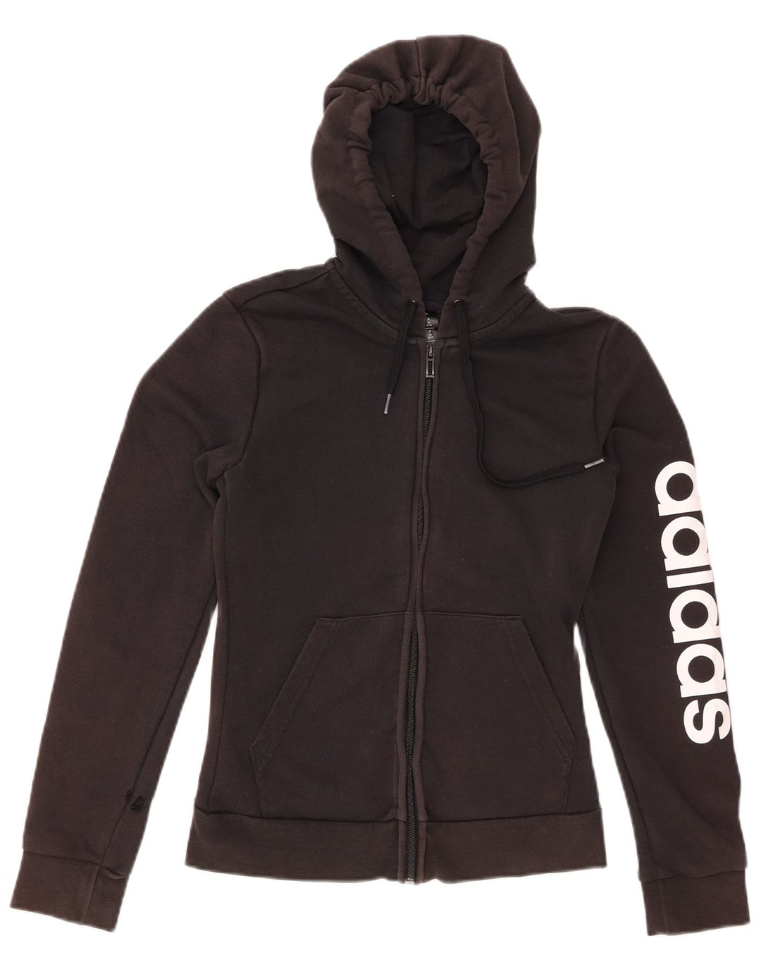 ADIDAS Womens Graphic Zip Hoodie Sweater UK 4/6 XS Black