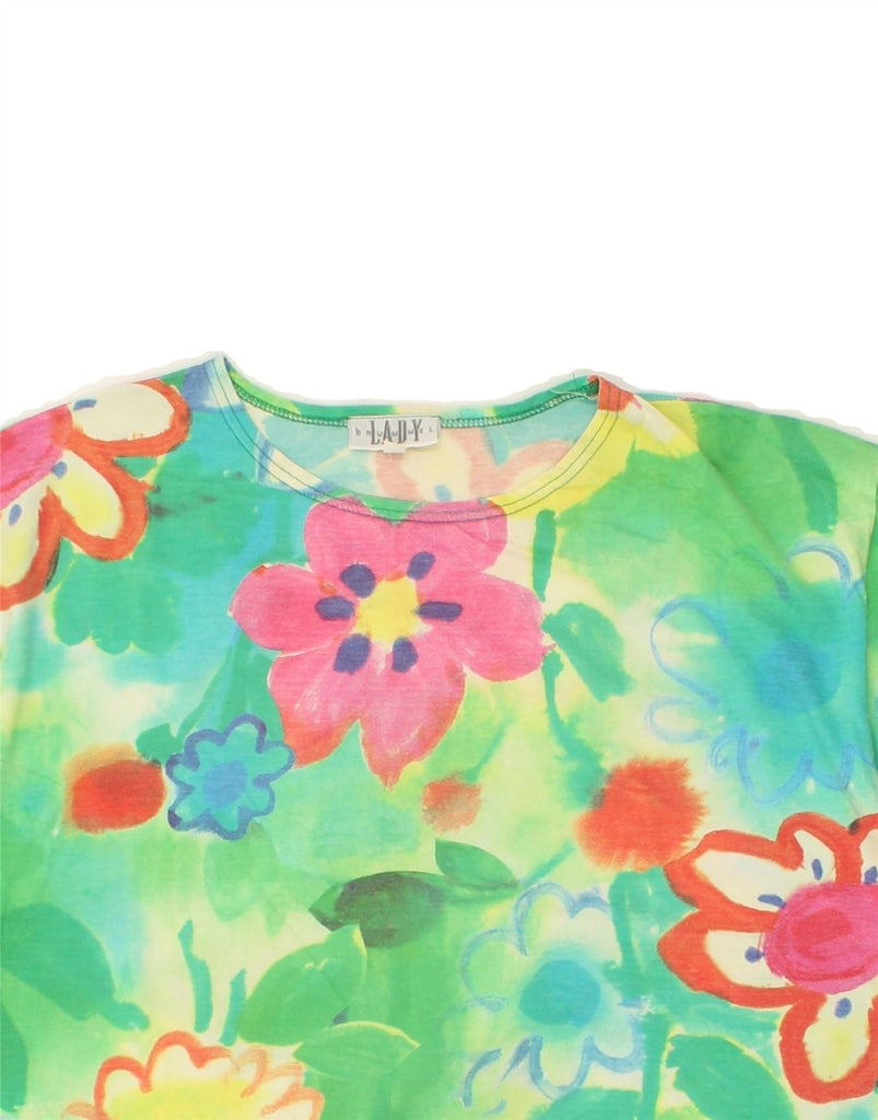 VINTAGE Womens T-Shirt Top IT 46 Large Multicoloured Floral Vintage Vintage and Second-Hand Vintage from Messina Hembry 