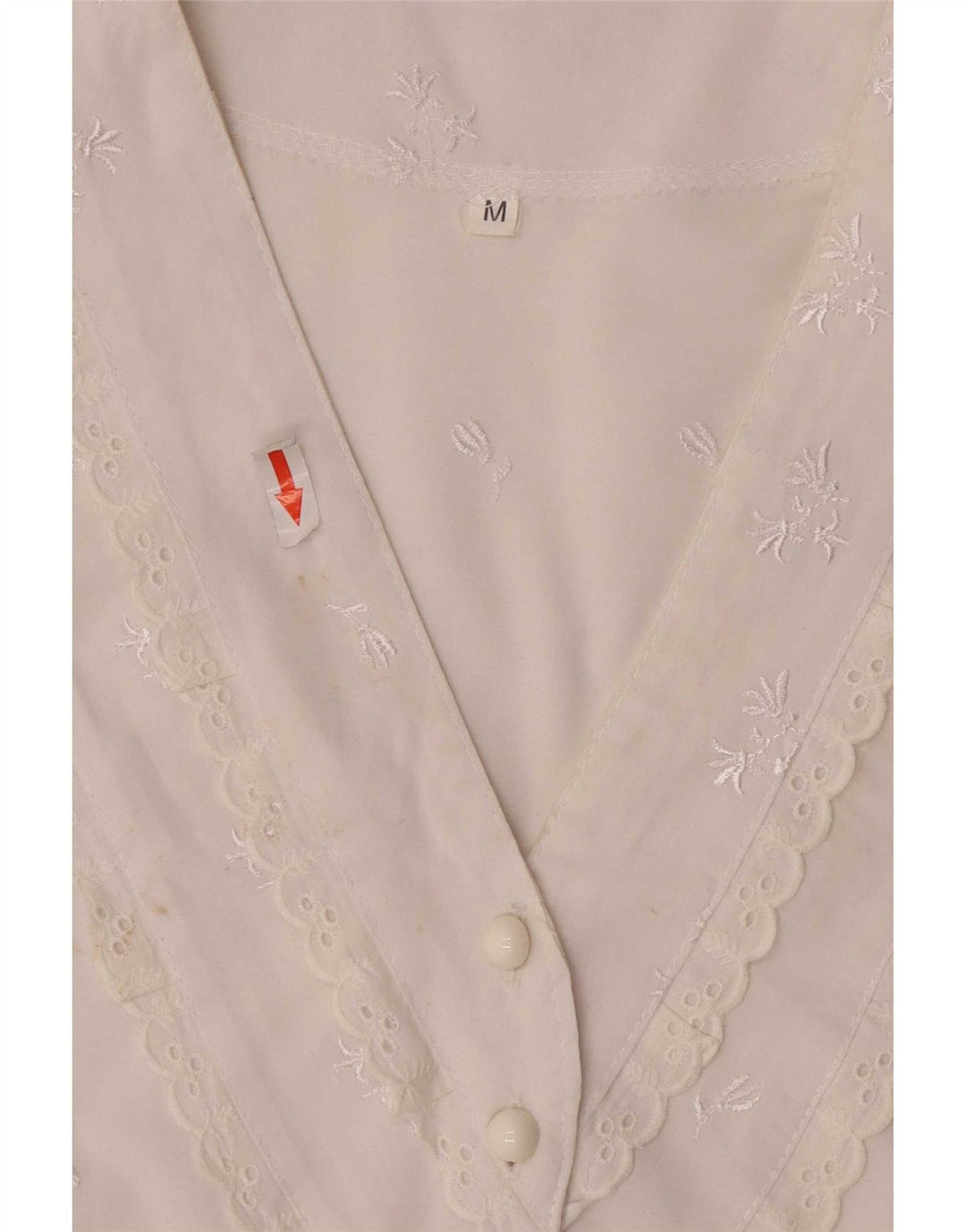 Vintage Womens Crop Front Tie Shirt Blouse UK 12 Medium White Floral