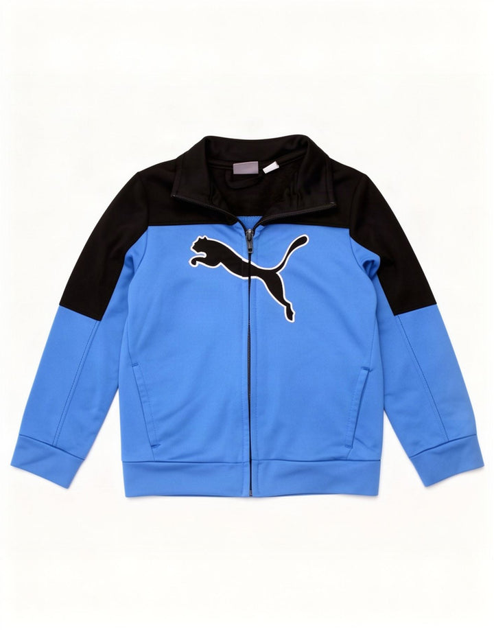 Puma Boys Graphic Tracksuit Top Jacket 2-3 Years Blue Colourblock Polyester