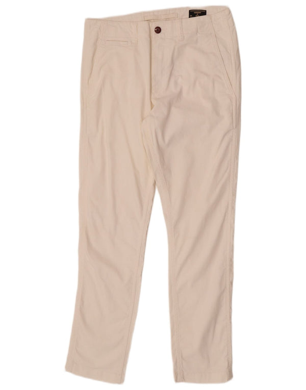 Superdry Mens Tapered Chino Trousers W30 L29 Off White Cotton