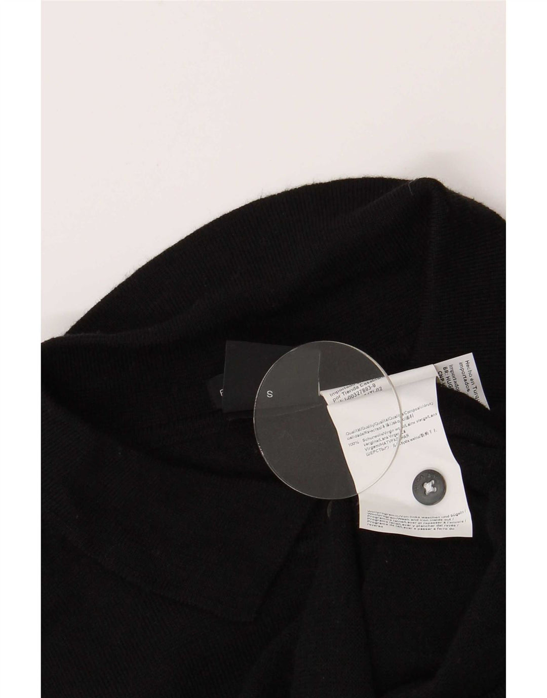 Hugo Boss Mens Polo Neck Jumper Sweater Small Black Virgin Wool