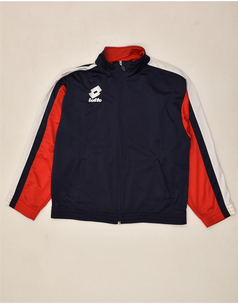 LOTTO Mens Tracksuit Top Jacket Large Navy Blue Colourblock Polyester | Vintage Lotto | Thrift | Second-Hand Lotto | Used Clothing | Messina Hembry 