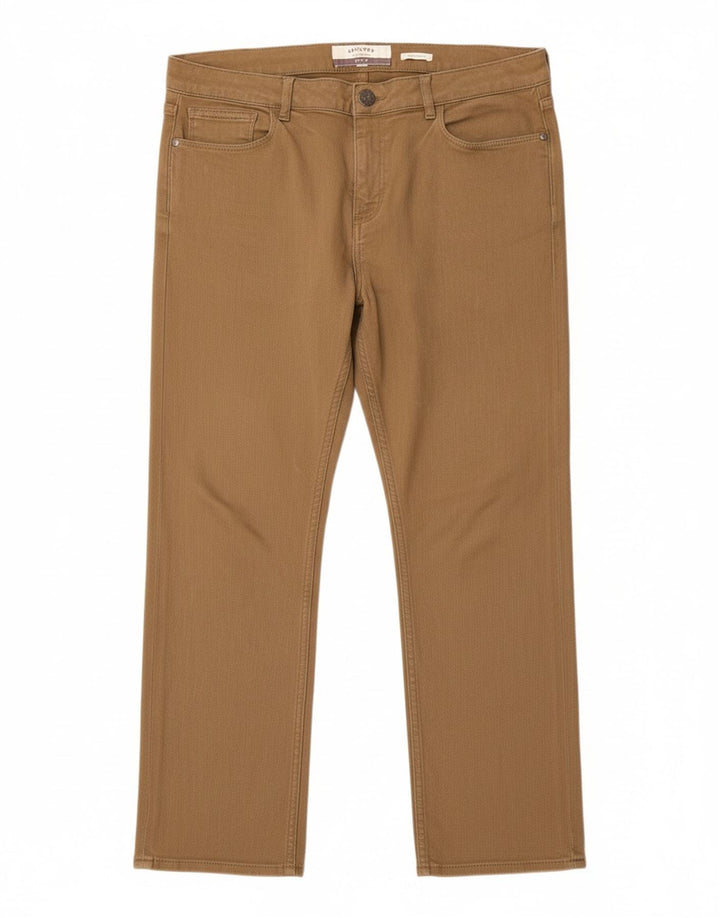 FAT FACE Womens Straight Capri Trousers W34 L23 Brown Cotton