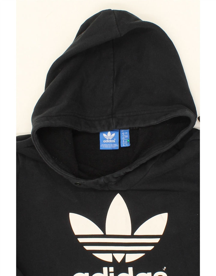ADIDAS Womens Graphic Hoodie Jumper UK 12 Medium  Black Vintage Adidas and Second-Hand Adidas from Messina Hembry 