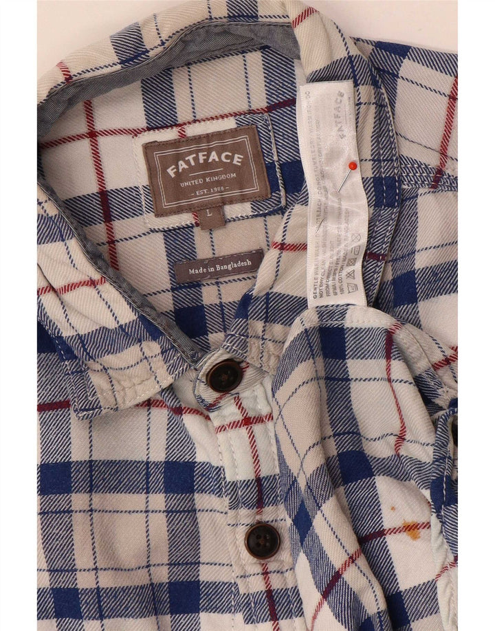 Fat Face Mens Flannel Shirt Large Blue Check Cotton