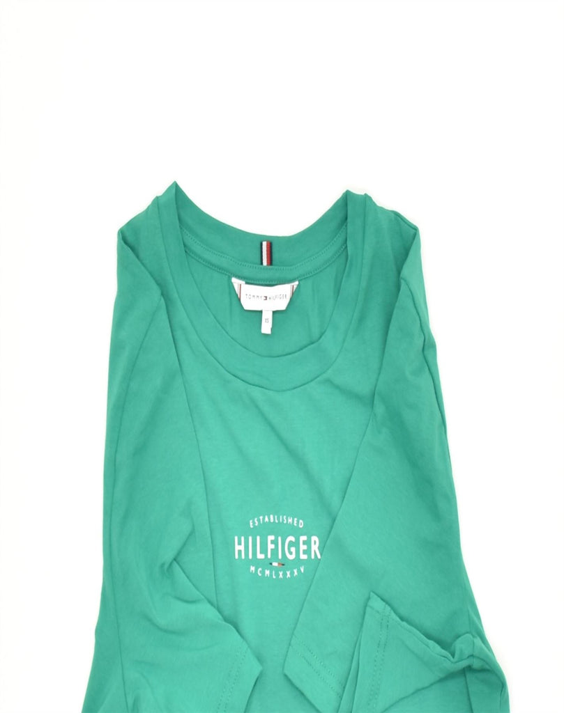 TOMMY HILFIGER Womens T-Shirt Top UK 6 XS Green Cotton | Vintage | Thrift | Second-Hand | Used Clothing | Messina Hembry 