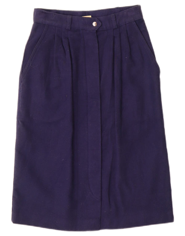 Fiorucci Womens High Waist Midi Skirt IT 40 Small W22 Navy Blue Cotton