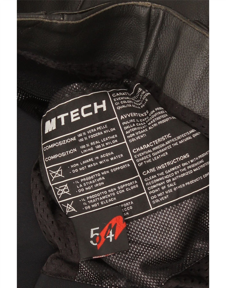 M Tech Mens Motorcycle Leather Racer Jacket IT 54 XL Black Colourblock