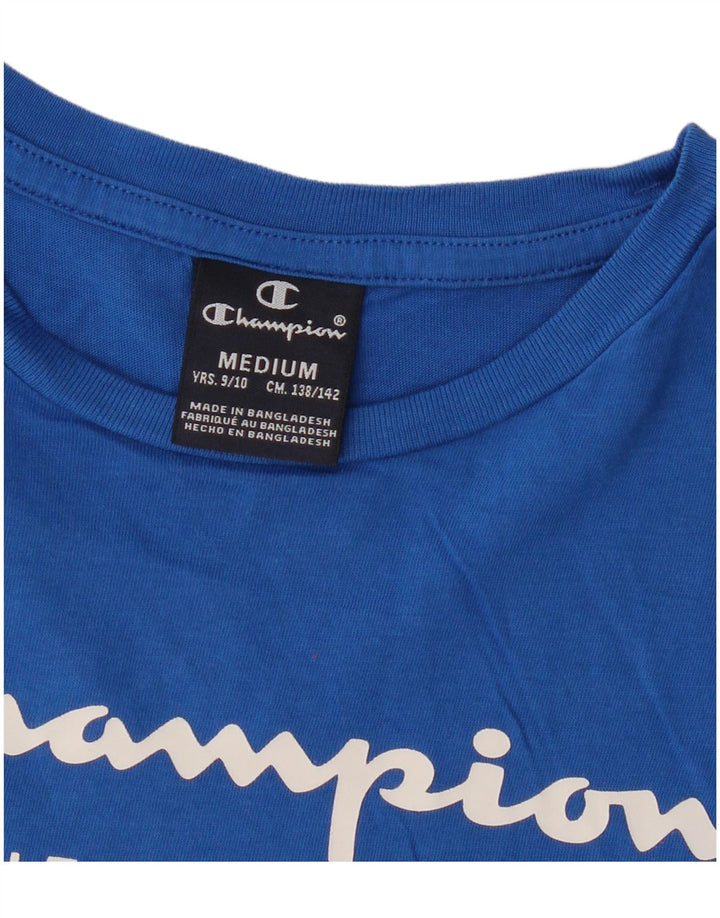 CHAMPION Boys Graphic T-Shirt Top 9-10 Years Medium Blue