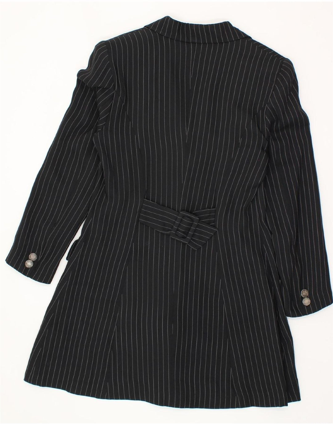 VINTAGE Womens Overcoat UK 12 Medium Black Pinstripe Vintage Vintage and Second-Hand Vintage from Messina Hembry 