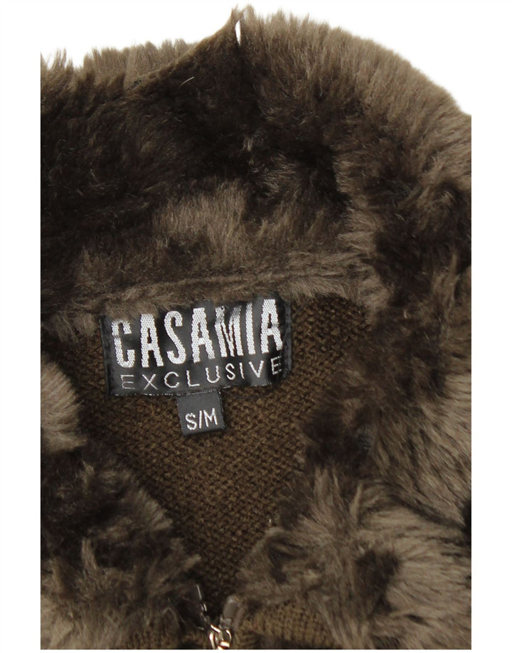 CASAMIA Womens Cardigan Sweater UK 10 Small Brown Acrylic