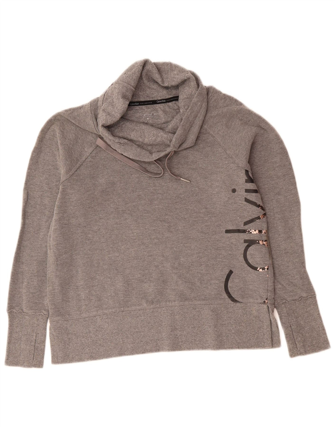 CALVIN KLEIN Womens Performance Graphic Sweatshirt Jumper UK 10 Small Grey