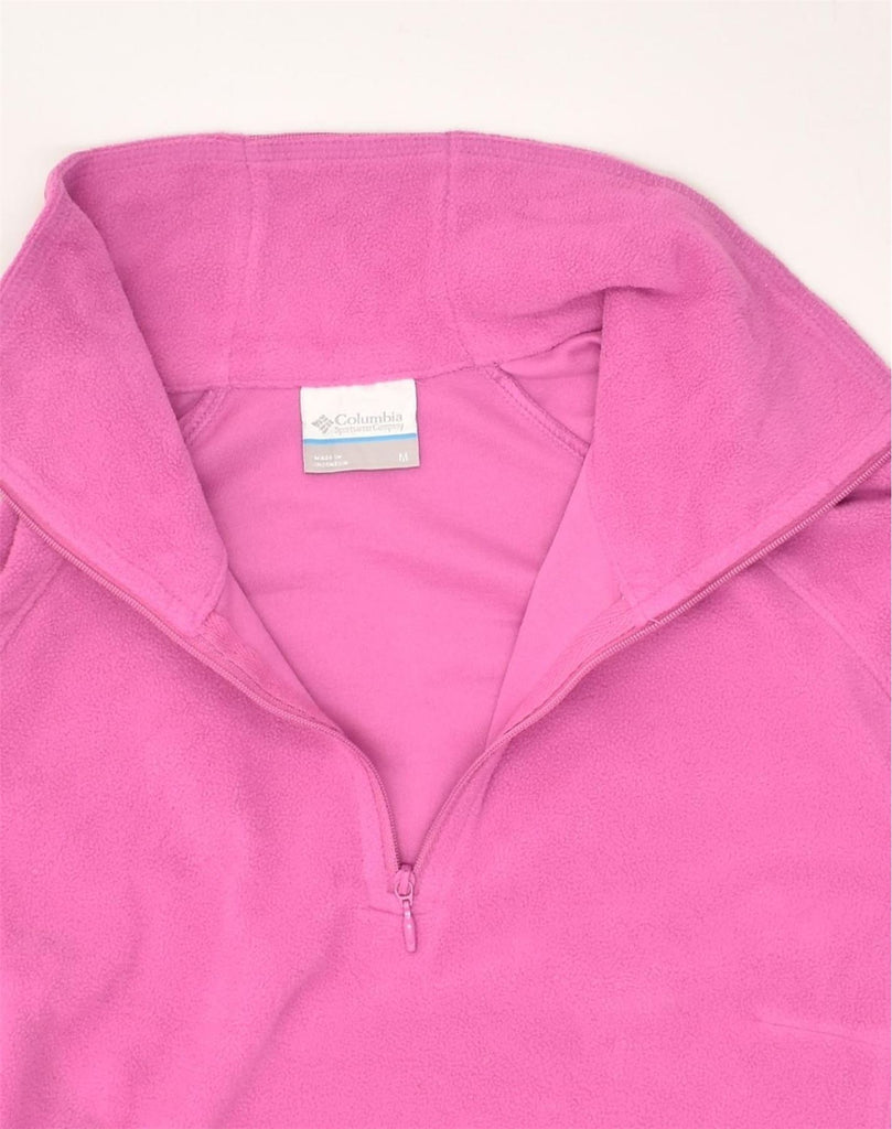 COLUMBIA Womens Zip Neck Fleece Jumper UK 16 Medium Pink Polyester | Vintage Columbia | Thrift | Second-Hand Columbia | Used Clothing | Messina Hembry 