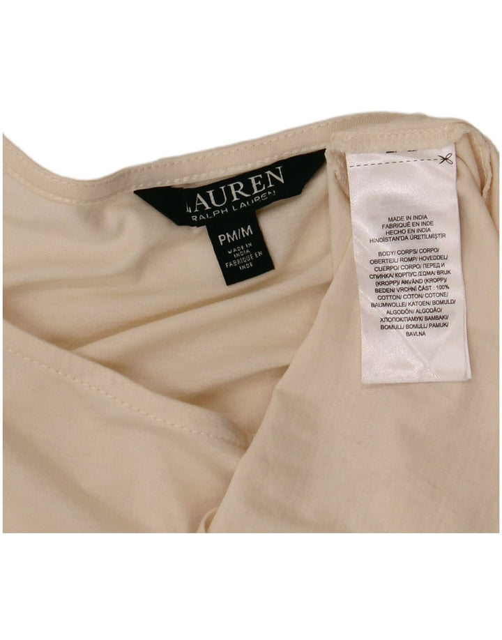 Ralph Lauren Womens Top 3/4 Sleeve UK 14 Medium Off White Cotton