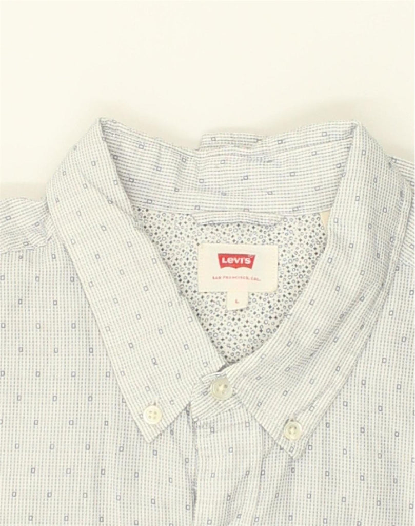 LEVI'S Mens San Francisco Shirt Large Grey Spotted Cotton | Vintage Levi's | Thrift | Second-Hand Levi's | Used Clothing | Messina Hembry 