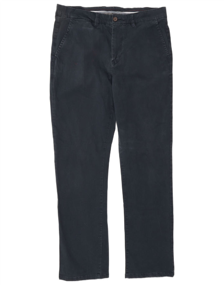 CREW CLOTHING Mens Straight Chino Trousers W34 L32  Navy Blue