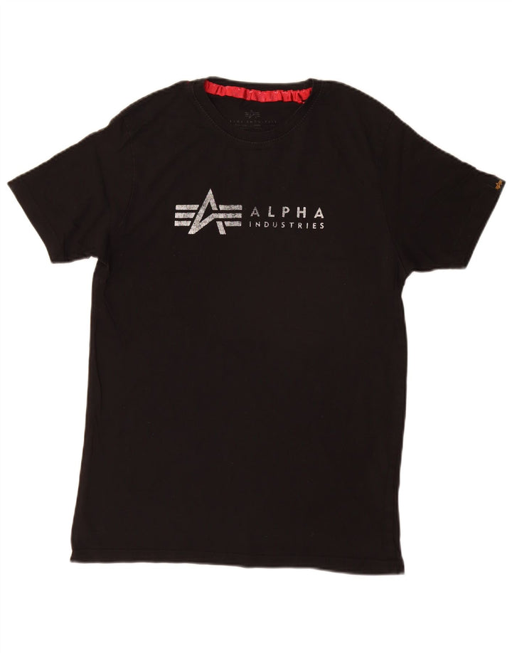 Alpha Industries Mens Graphic T-Shirt Top Small Black Cotton