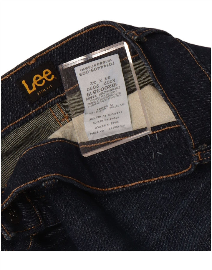 Lee Mens Slim Jeans W34 L32 Navy Blue Cotton