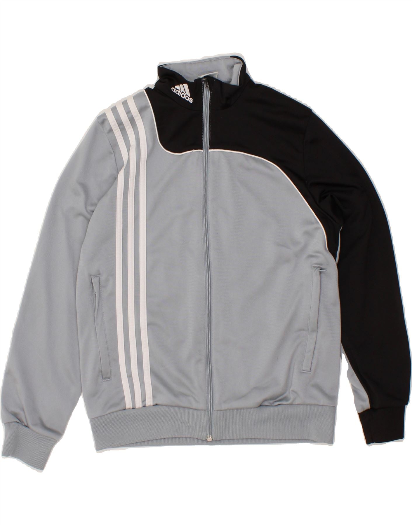 ADIDAS Boys Tracksuit Top Jacket 11-12 Years Medium Grey