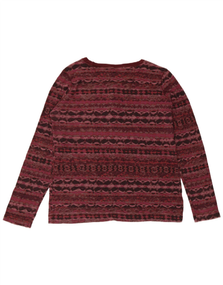 Eddie Bauer Womens Top Long Sleeve UK 18 XL Burgundy Geometric Cotton