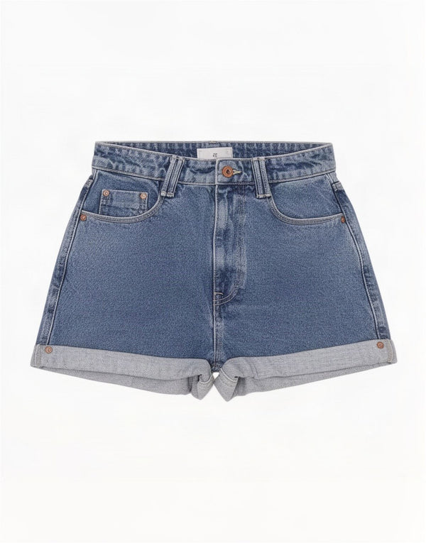 Zara Womens High Waist Denim Shorts EU 38 Small W28 Blue Cotton