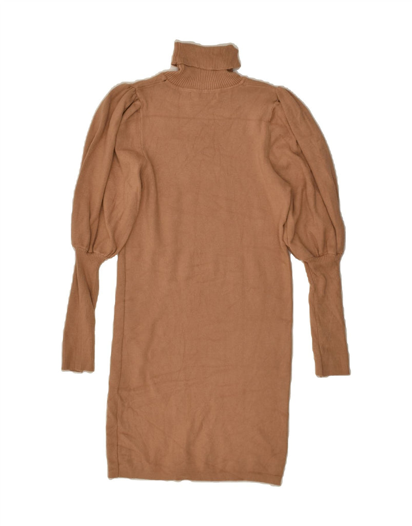 OASIS Womens Long Sleeve Roll Neck Jumper Dress UK 12 Medium Brown Viscose | Vintage Oasis | Thrift | Second-Hand Oasis | Used Clothing | Messina Hembry 