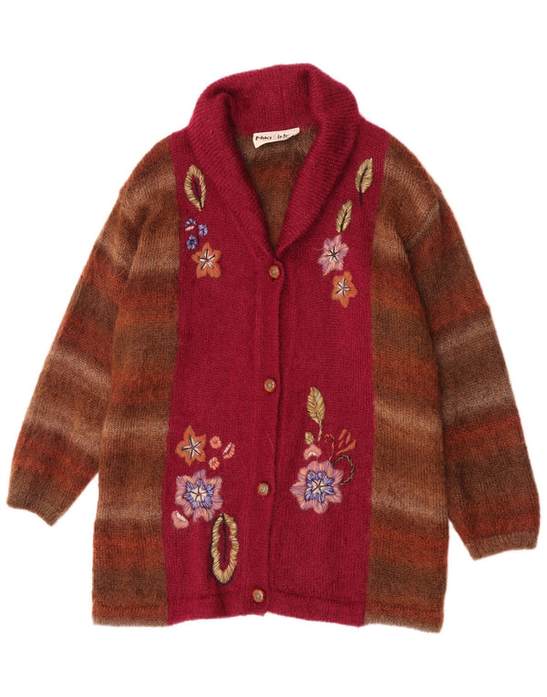 Niki Line Womens Graphic Longline Cardigan Sweater UK 18 XL Brown Striped