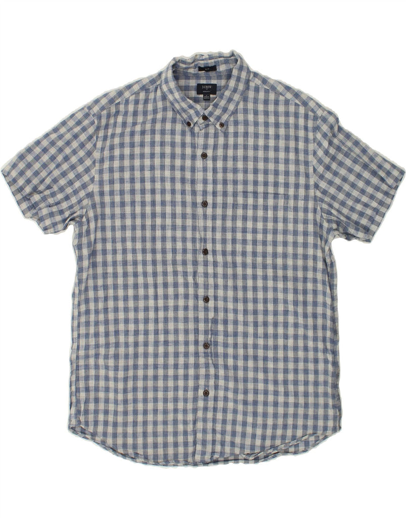 J. CREW Mens Short Sleeve Slim Shirt Large Blue Check Cotton | Vintage J. Crew | Thrift | Second-Hand J. Crew | Used Clothing | Messina Hembry 