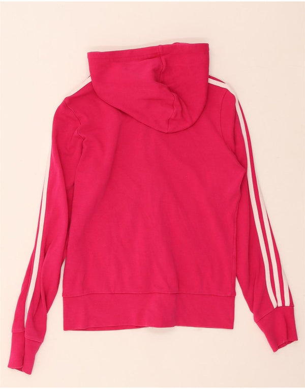 ADIDAS Womens Zip Hoodie Sweater UK 10 Small Pink Cotton