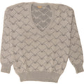 VINTAGE Mens V-Neck Jumper Sweater IT 50 Medium Grey Argyle/Diamond Vintage Vintage and Second-Hand Vintage from Messina Hembry 