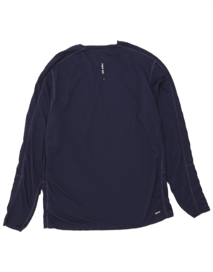 New Balance Mens Graphic Top Long Sleeve Large Navy Blue Polyester