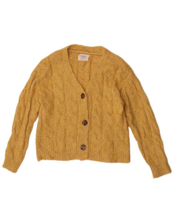 Zara Girls Cardigan Sweater 11-12 Years Yellow Acrylic