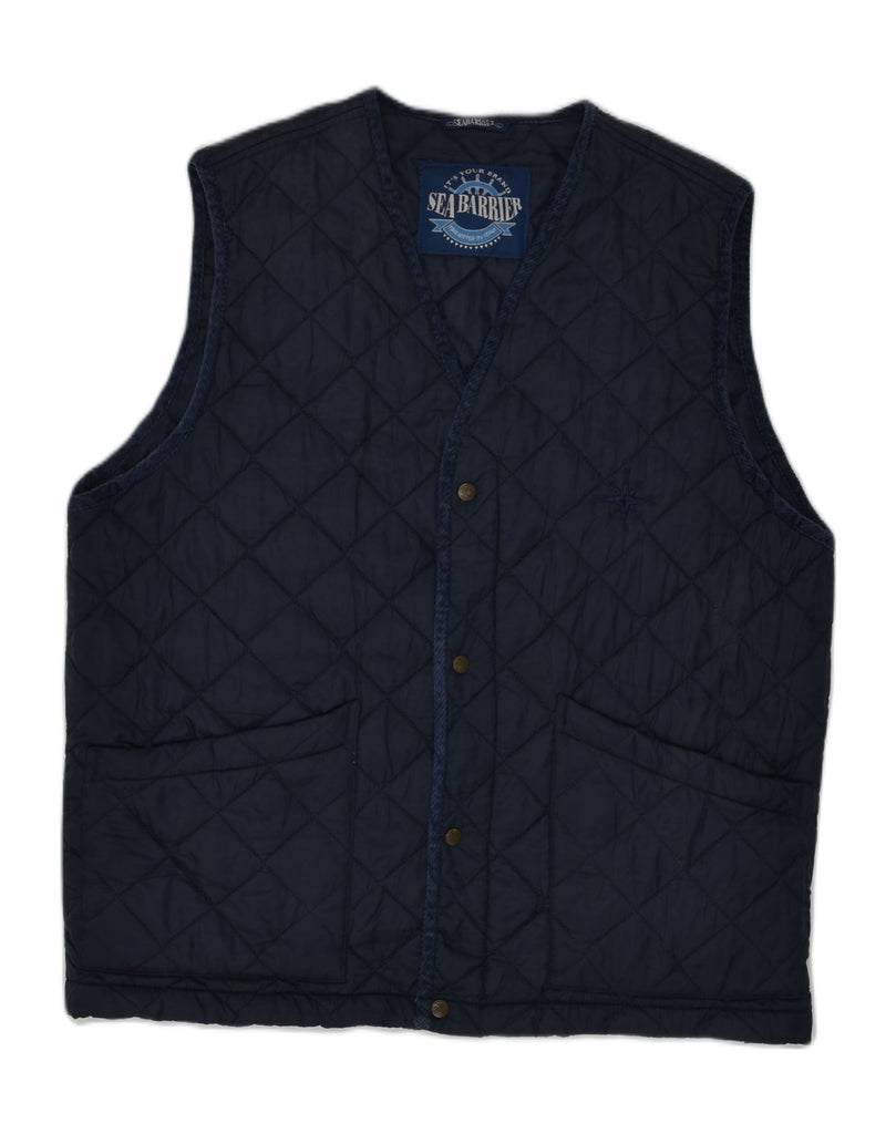 SEA BARRIER Mens Quilted Gilet UK 40 Large Navy Blue | Vintage Sea Barrier | Thrift | Second-Hand Sea Barrier | Used Clothing | Messina Hembry 