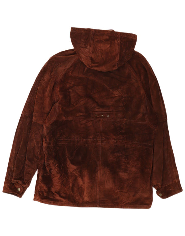 CONBIPEL Mens Hooded Suede Jacket UK 40 Large Brown