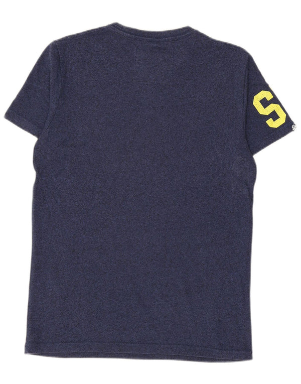 SUPERDRY Mens Graphic T-Shirt Top Medium Navy Blue Cotton