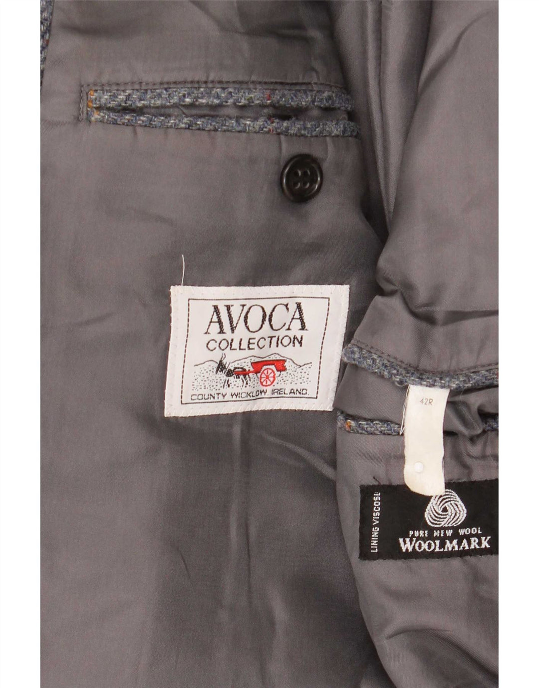 Avoca Mens 3 Button Blazer Jacket UK 42 XL Grey Wool