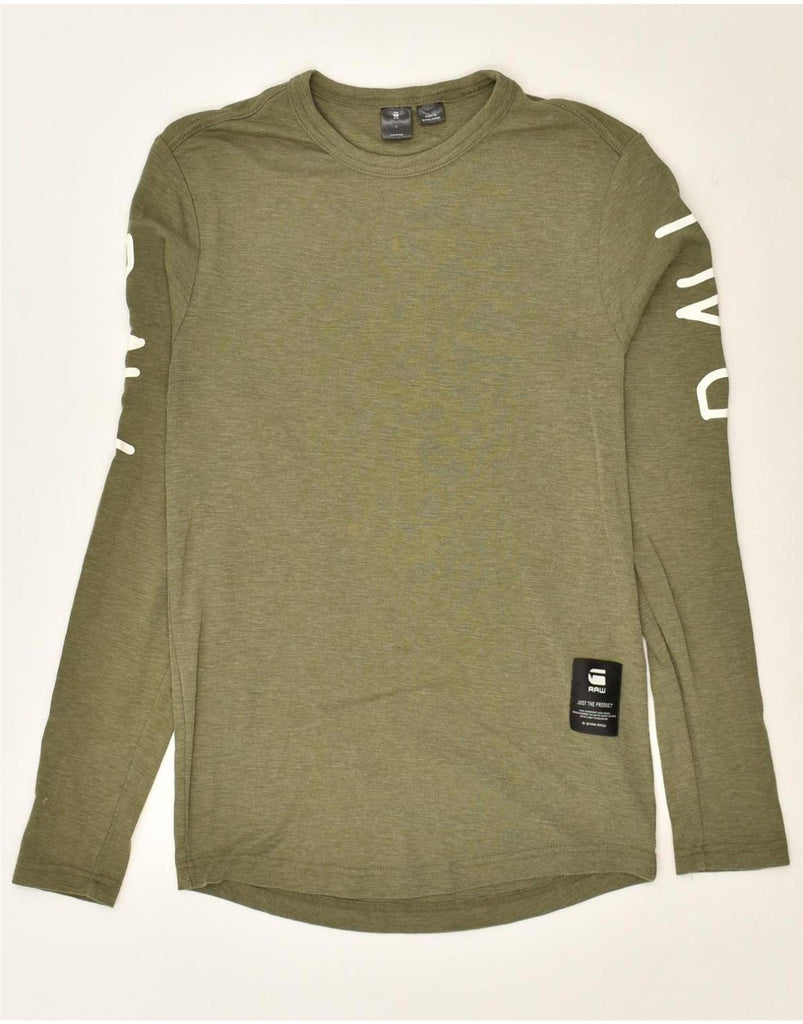 G-STAR Mens Graphic Top Long Sleeve Small Khaki Cotton Vintage G-Star and Second-Hand G-Star from Messina Hembry 