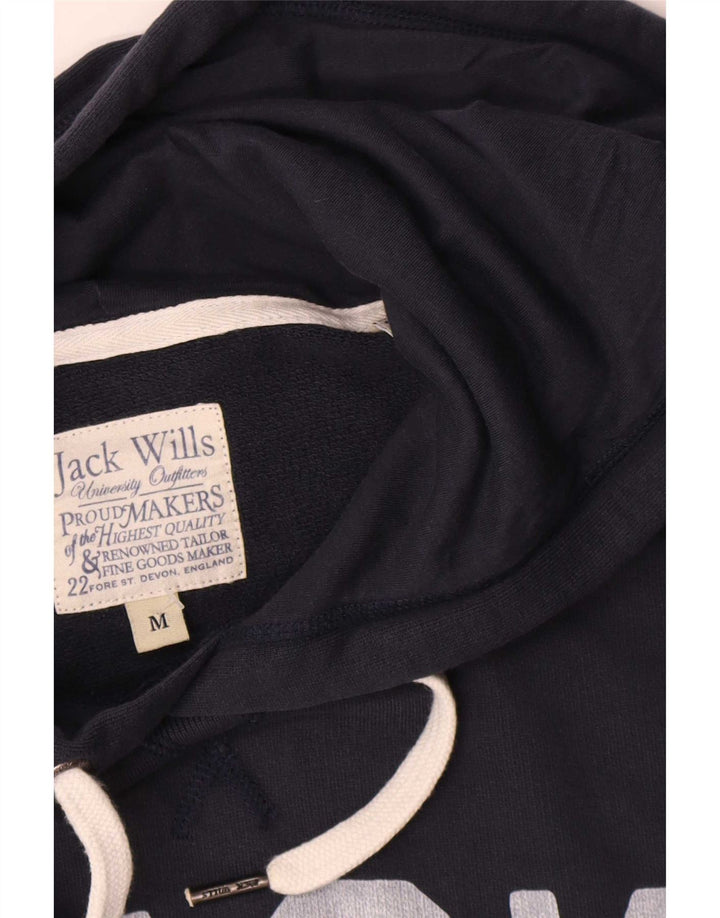 Jack Wills Mens Graphic Hoodie Jumper Medium Navy Blue Cotton