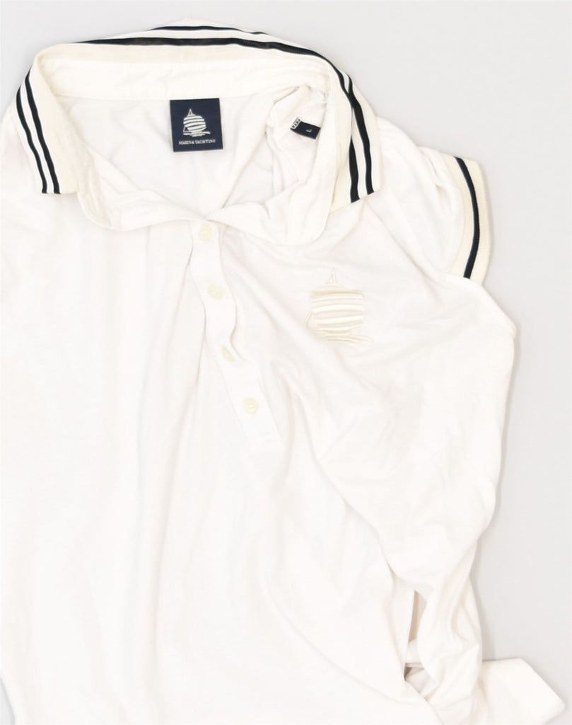 MARINA YACHTING Womens Oversized Polo Shirt UK 16 arge White Cotton | Vintage Marina Yachting | Thrift | Second-Hand Marina Yachting | Used Clothing | Messina Hembry 