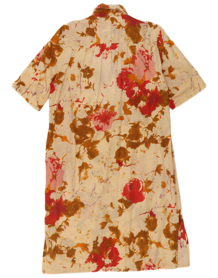 Vintage Womens Short Sleeve Pullover Shirt Dress IT 44 Medium Yellow Floral