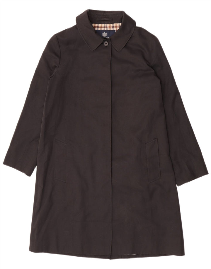 Aquascutum Womens Overcoat UK 14 Large Black Polyester
